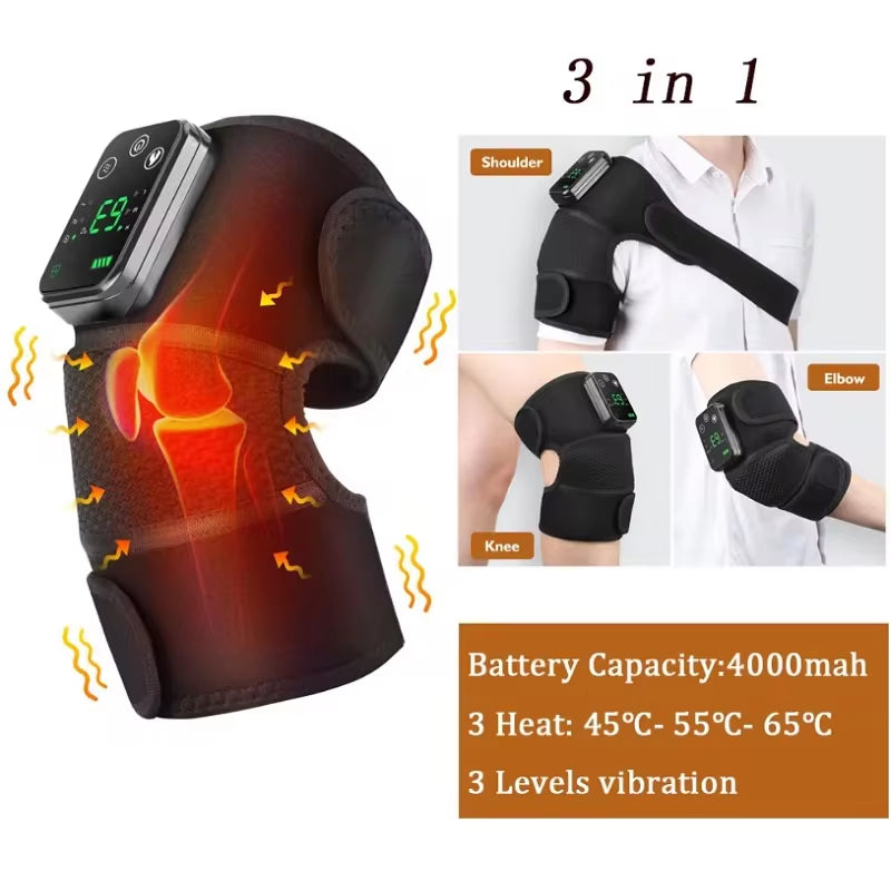 "Rechargeable Electric Shoulder Massager with Heating, Vibration, and Hot Compress"