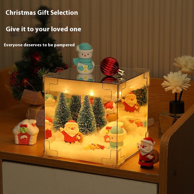 Christmas DIY Decorations Mirror And LED Cube Lamp 3D Santa Claus Snowman Tree Christmas Lights DIY Material Kit For Xmas Decor