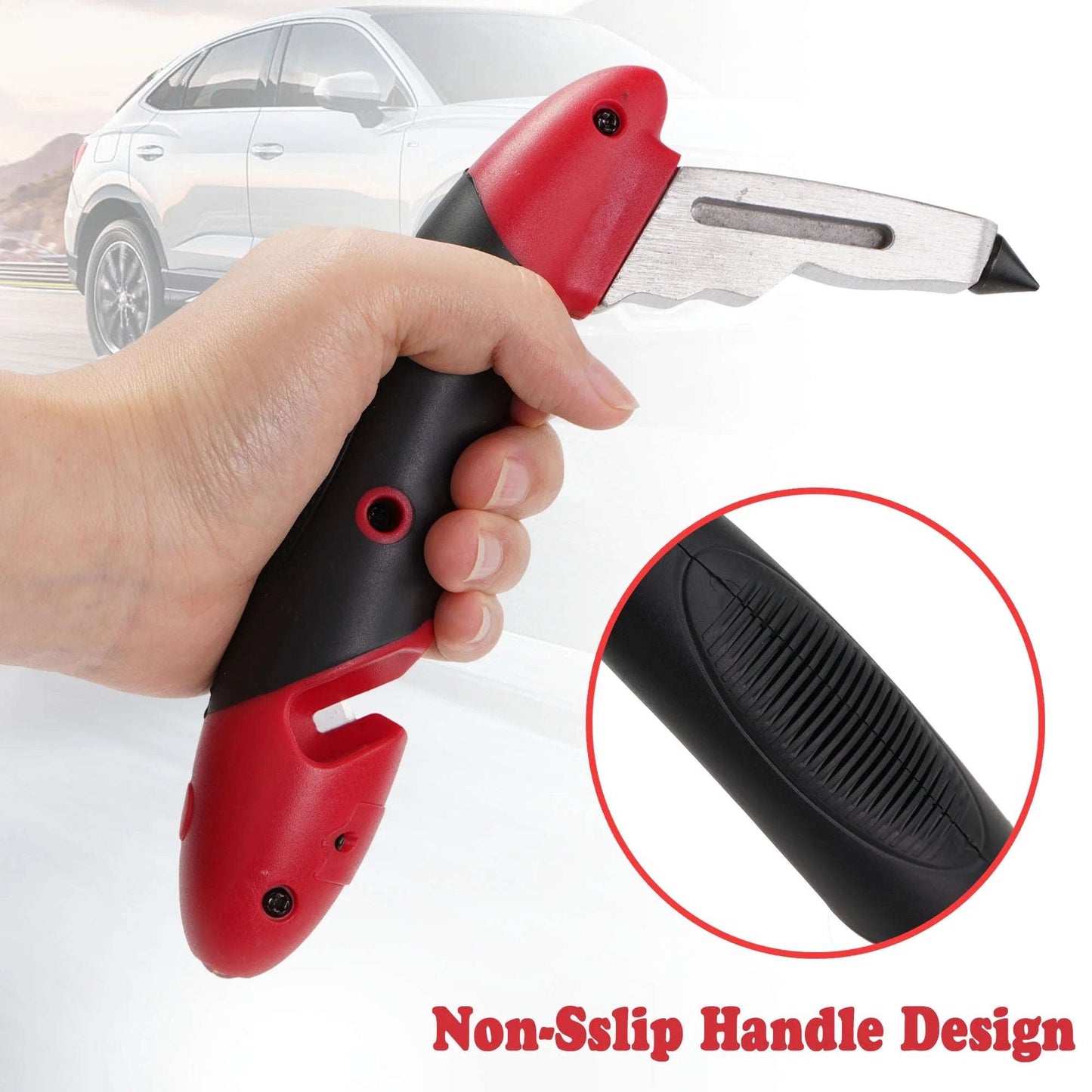 "Car Cane Bundle: Mobility Aid with Seatbelt Cutter, Window Breaker, and LED Light 