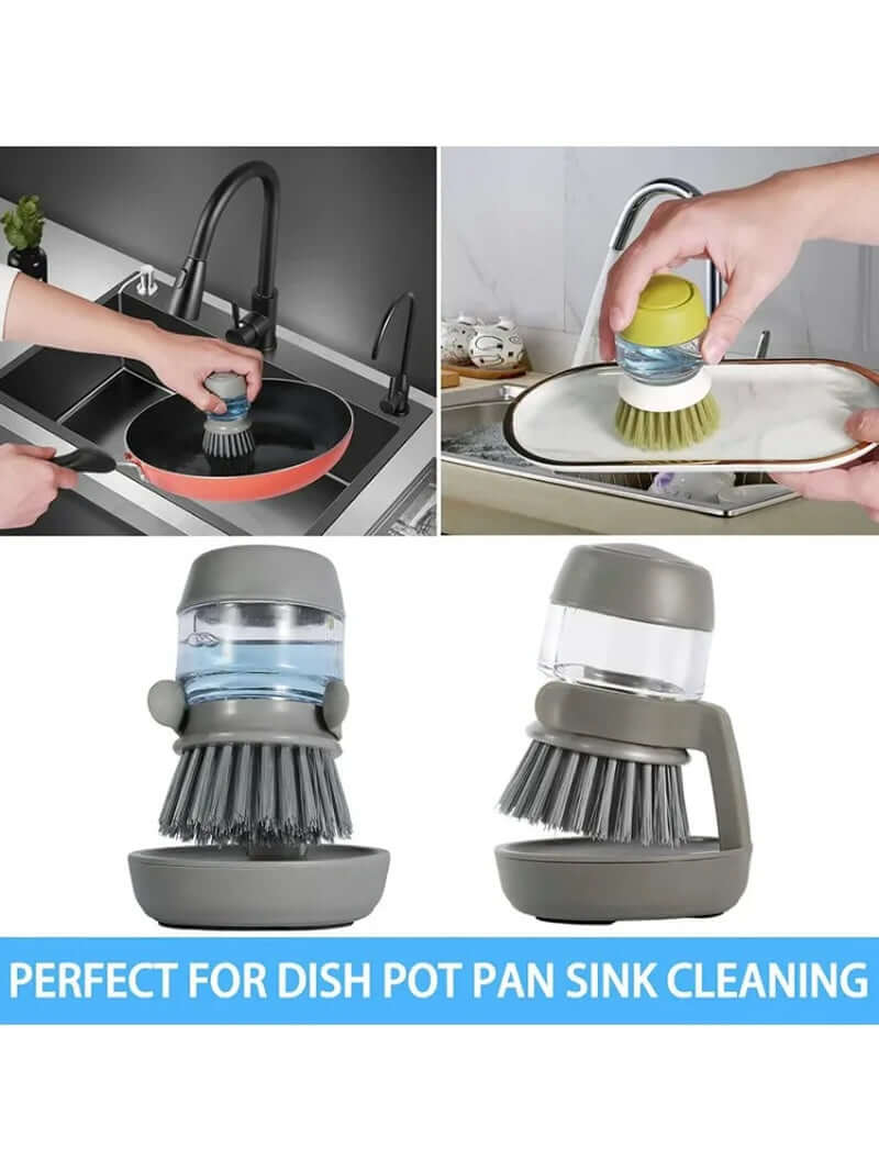 Dish Brush with Soap Dispenser Multi Use Soap Dispensing Scrub Brush for Household Universal Kitchen Dish Palm Brush with Tary