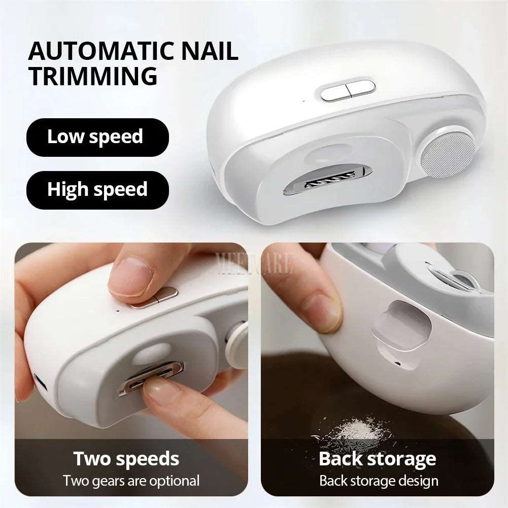 Electric Nail Clipper Portable 2 in 1 Mini Automatic Nail Grinder for Adult Child Electric Grind Polishing Manicure Cutter Tool