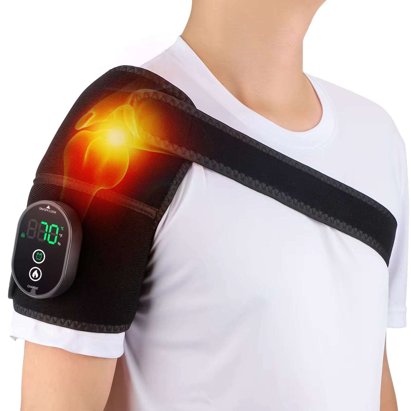 "Rechargeable Electric Shoulder Massager with Heating, Vibration, and Hot Compress"