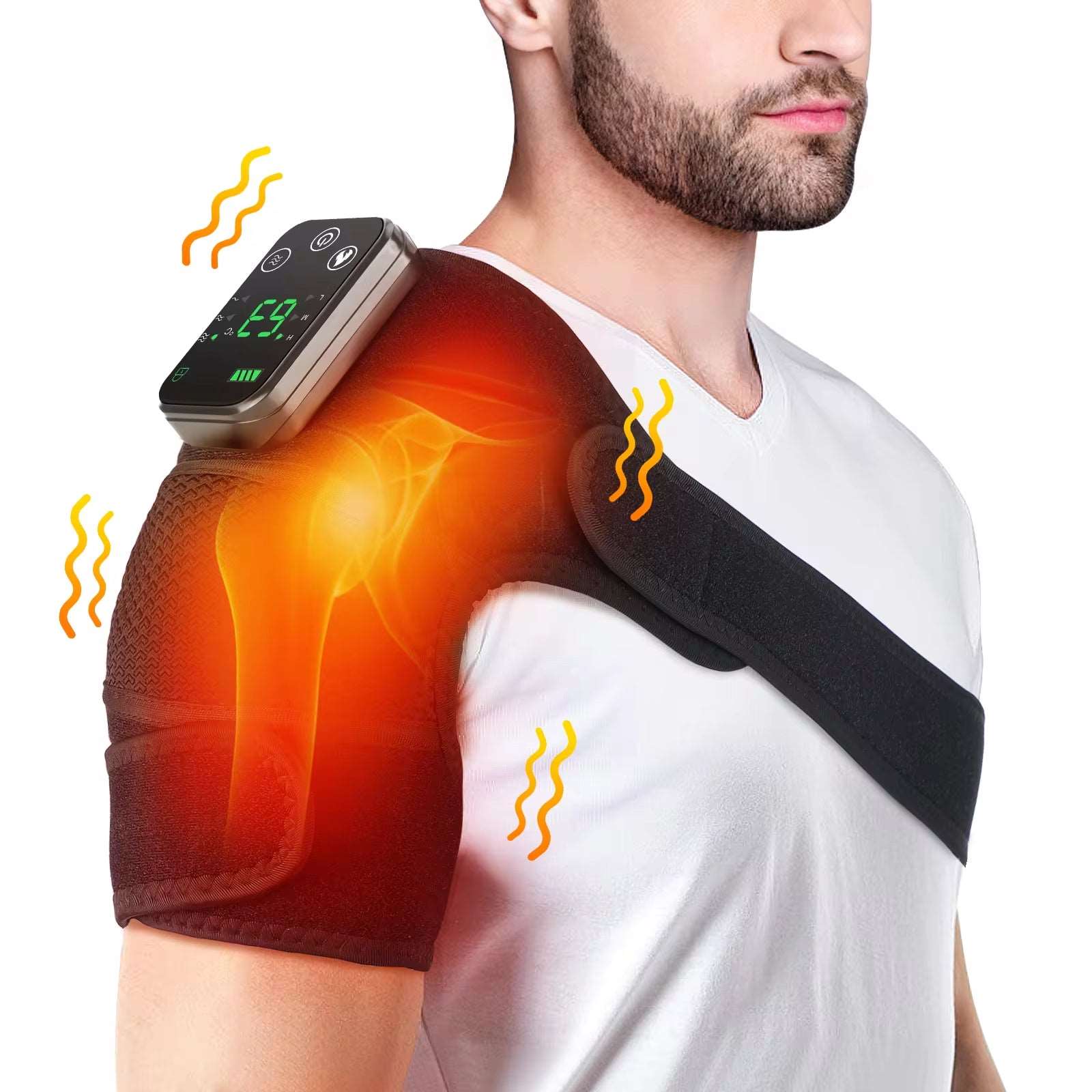 "Rechargeable Electric Shoulder Massager with Heating, Vibration, and Hot Compress"