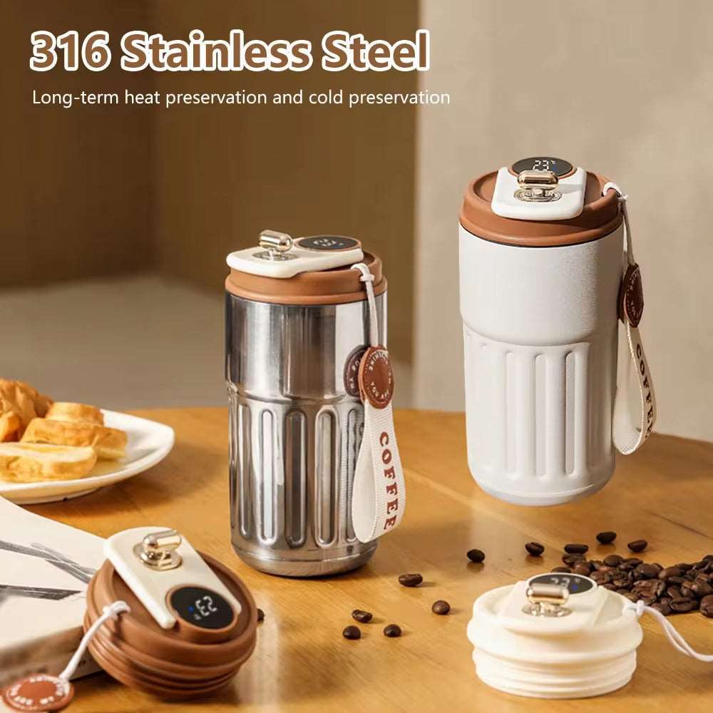 "Smart LED Temperature Display Stainless Steel Thermos Mug"