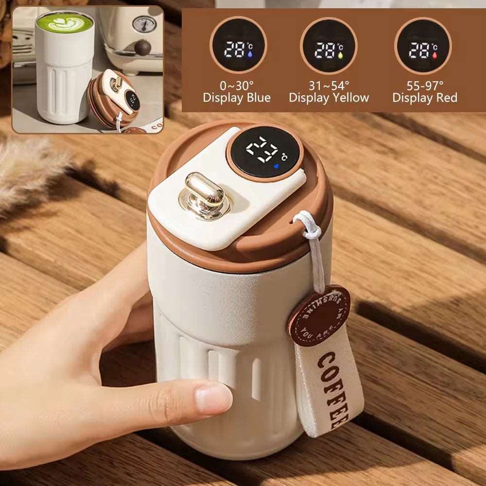 "Smart LED Temperature Display Stainless Steel Thermos Mug"