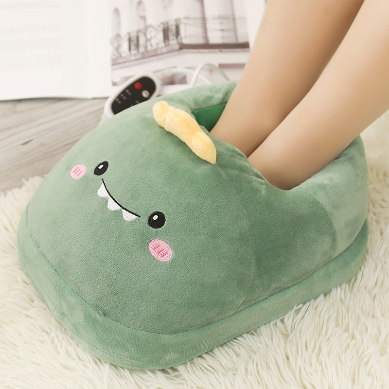 Timing Adjustment Cartoon Dinosaur Electric Heating Foot Warmer Shoes