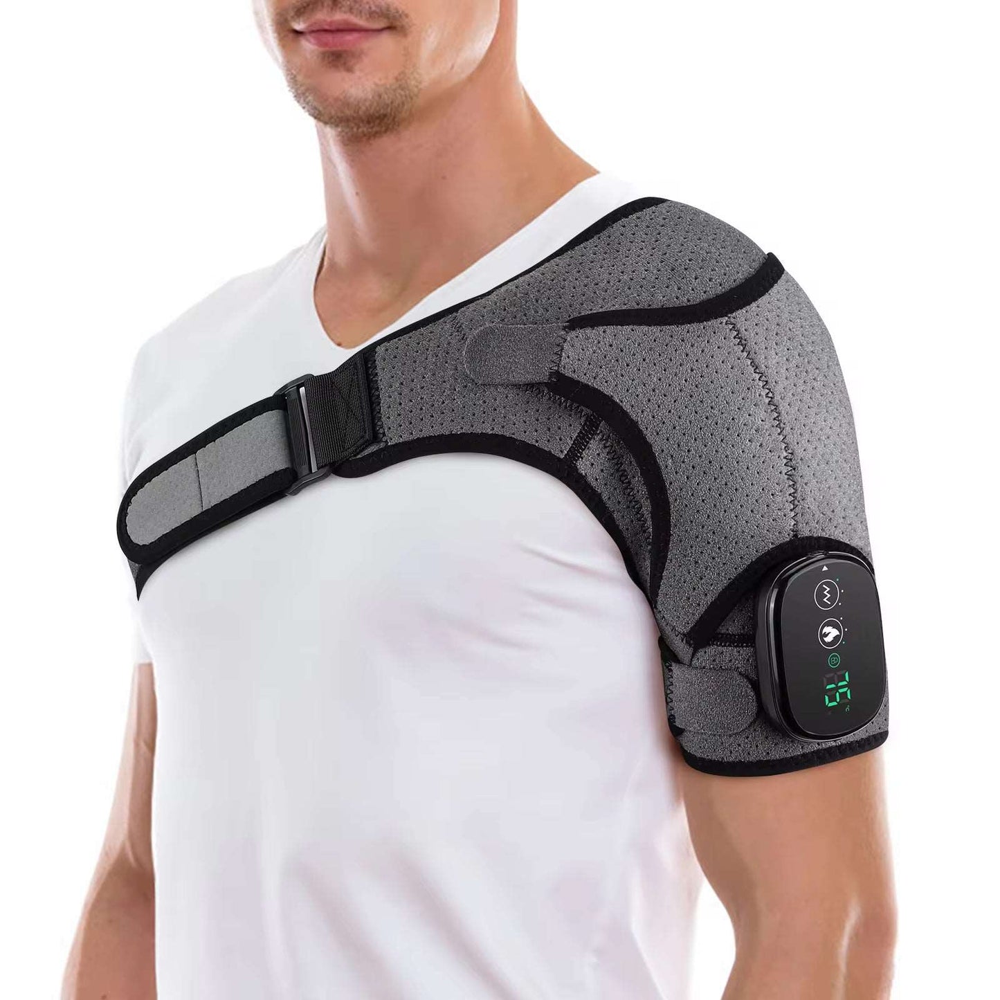 "Rechargeable Electric Shoulder Massager with Heating, Vibration, and Hot Compress"