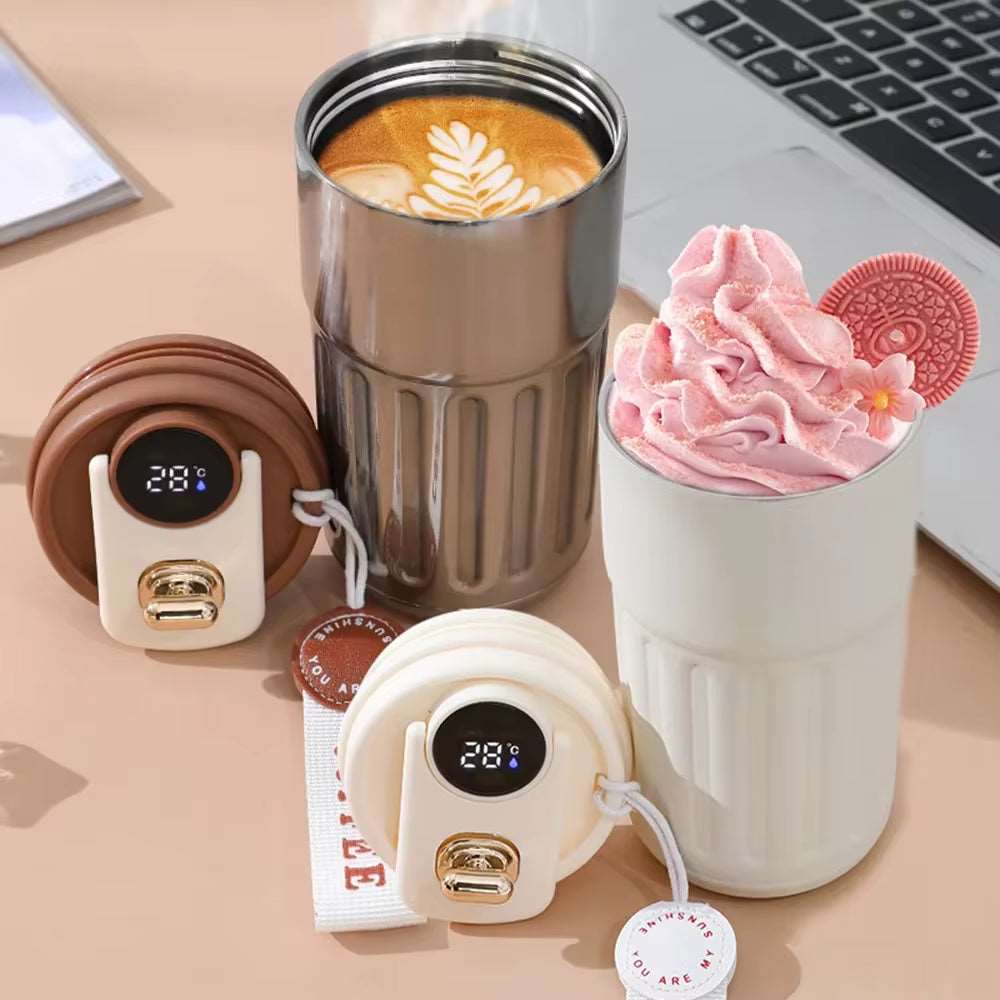 "Smart LED Temperature Display Stainless Steel Thermos Mug"